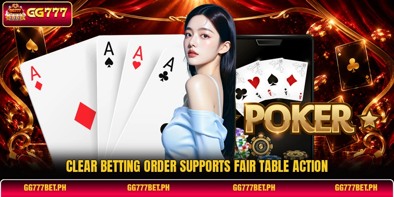 Clear betting order supports fair table action Clear betting order supports fair table action