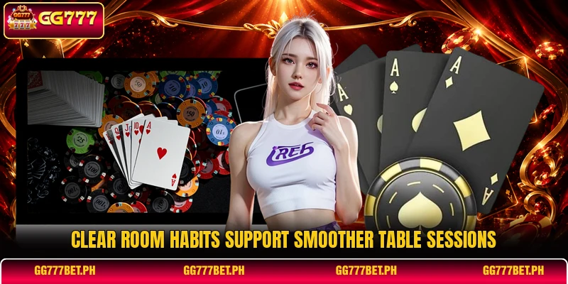 Clear room habits support smoother table sessions Clear room habits support smoother table sessions