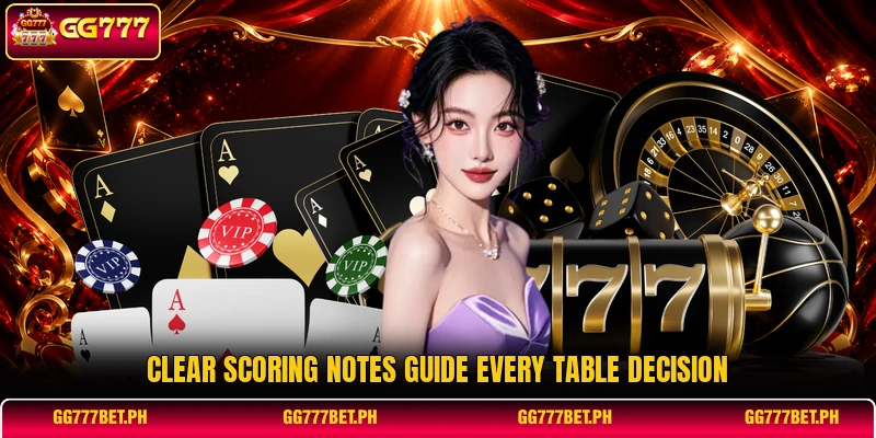 Clear scoring notes guide every table decision Clear scoring notes guide every table decision