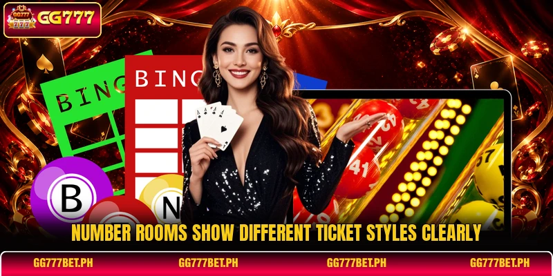 Number rooms show different ticket styles clearly Number rooms show different ticket styles clearly