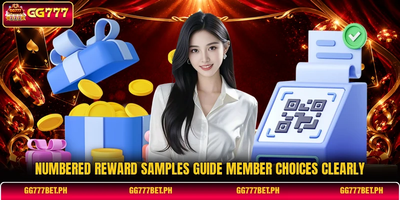 Numbered reward samples guide member choices clearly Numbered reward samples guide member choices clearly